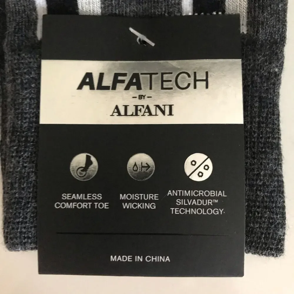 AlfaTech by Alfani Striped Socks Charcoal Black